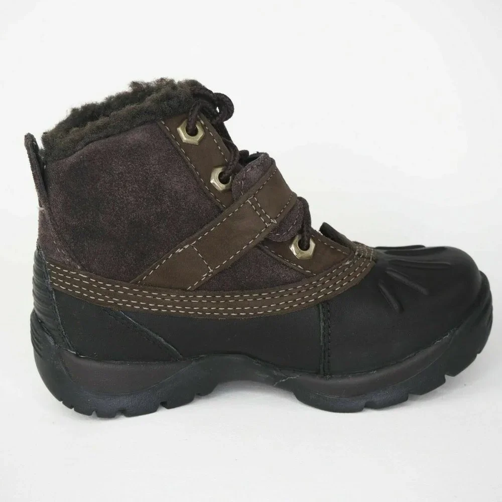 Timberland Mallard Winter Toddlers Boots Black Leather Brown Suede 33874 M - Picture 3 of 12